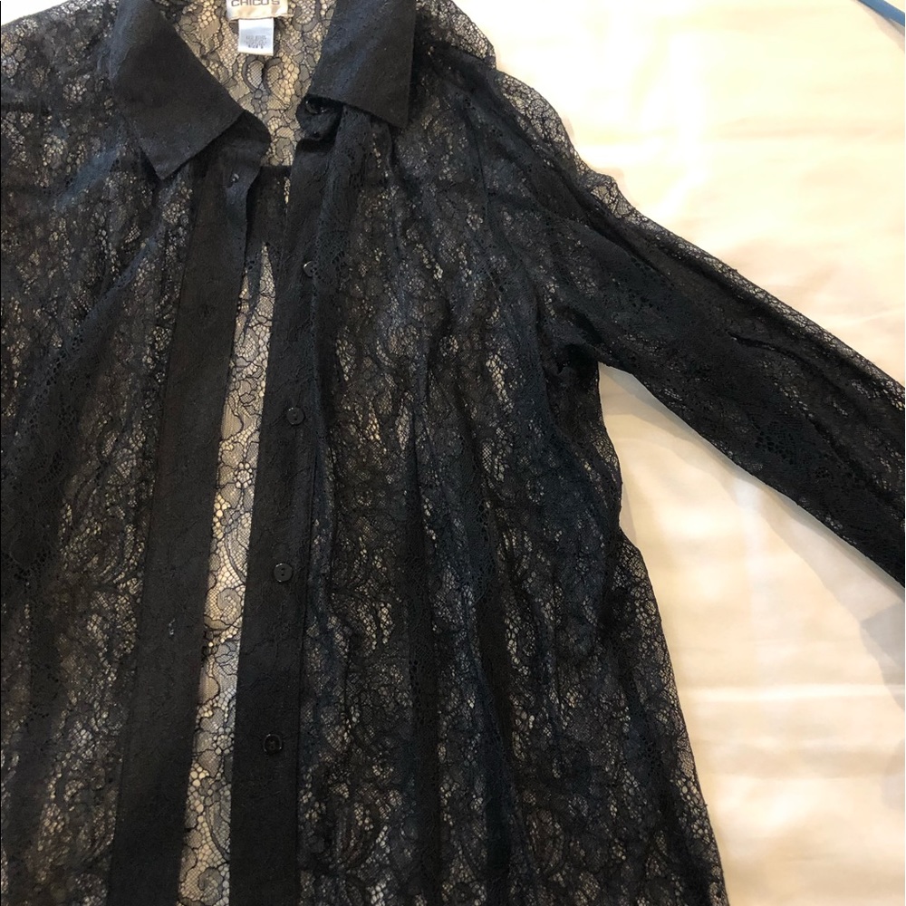 Black Lace Sheer Blouse